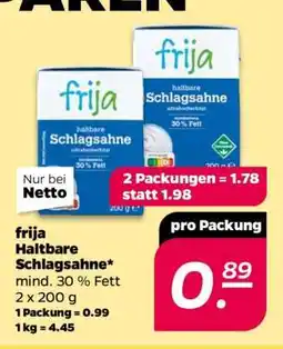 NETTO frija Haltbare Schlagsahne Angebot