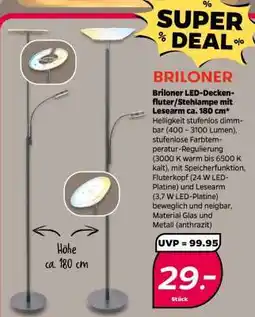 NETTO Briloner LED-Deckenfluter/Stehlampe mit Lesearm Angebot