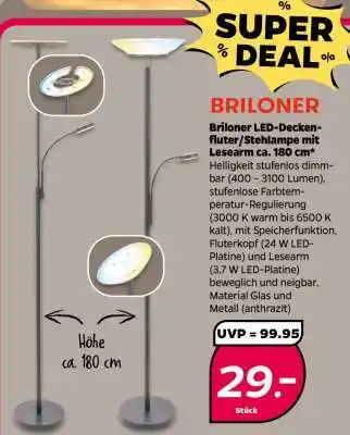 NETTO Briloner LED-Deckenfluter/Stehlampe mit Lesearm Angebot