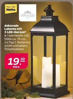 NETTO dekorado Laterne mit 3 LED-Kerzen Angebot