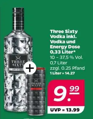 NETTO Three Sixty Vodka inkl. Vodka und Energy Dose 0,33 Liter Angebot