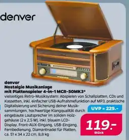 NETTO denver Nostalgie Musikanlage mit Plattenspieler 4-in-1 MCR-50MK3 Angebot
