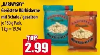 Mix Markt KARPAYSKY Geröstete Kürbiskern mit Schale/gesalzen Angebot