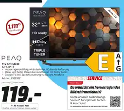MediaMarkt Peaq ptv 32h-5024c 32” led tv Angebot