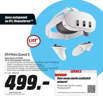 MediaMarkt Meta quest 3 512gb all-in-one-headset vr-brille Angebot