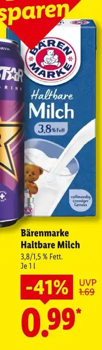 Lidl Bärenmarke haltbare milch 3,8 % fett Angebot