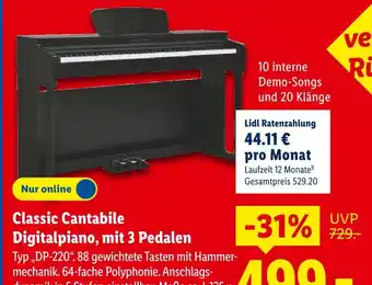 Lidl Classic cantabile digitalpiano, mit 3 pedalen Angebot