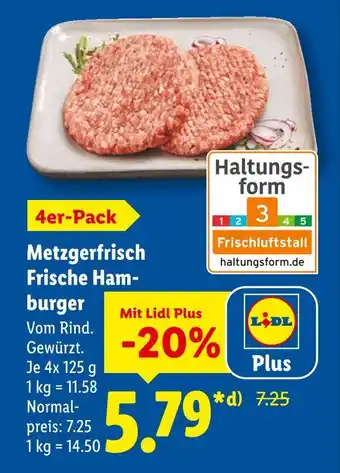 Lidl Metzgerfrisch frische hamburger Angebot