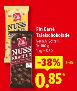 Lidl Fin carré nuss kracher dunkle voll-nuss Angebot