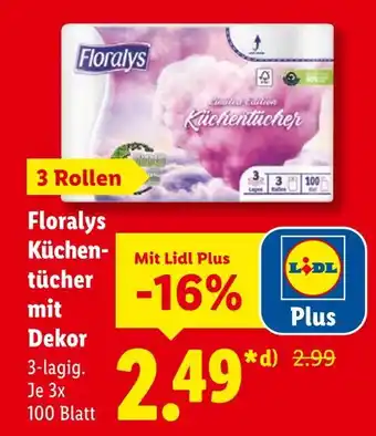 Lidl Floraly's küchentücher mit dekor Angebot