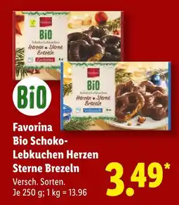 Lidl Favorina bio schoko-lebkuchen herzen sterne brezeln zartbitter Angebot