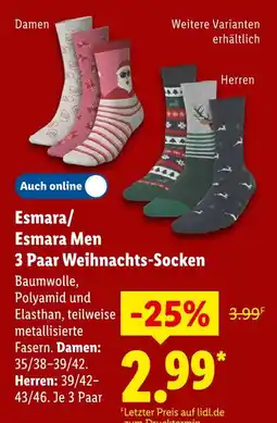 Lidl Esmara damen/herren 3 paar weihnachts-socken Angebot