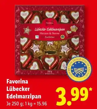 Lidl Favorina lübecker edelmarzipan herzen & sterne zartbitter Angebot