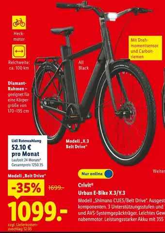 Lidl Crivit urban e-bike x.3/y.3 Angebot