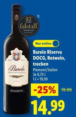 Lidl Barolo barolo riserva docg, rotwein, trocken Angebot