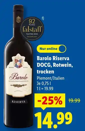 Lidl Barolo barolo riserva docg, rotwein, trocken Angebot