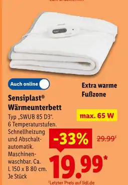Lidl Sensiplast wärmeunterbett Angebot