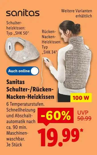 Lidl Sanitas schulter-heizkissen typ shk 50 Angebot