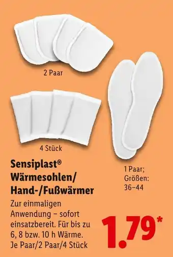 Lidl Sensiplast wärmesohlen/hand-/fußwärmer Angebot