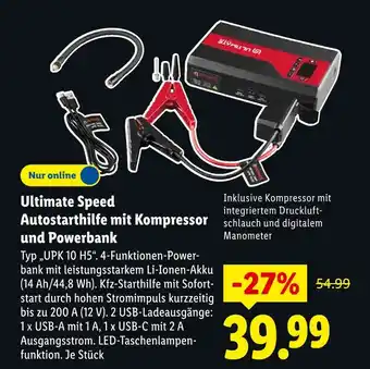 Lidl Ultimate speed autostarthilfe mit kompressor und powerbank Angebot