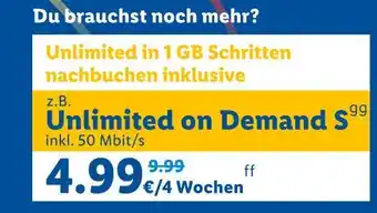Lidl Unlimited on demand s Angebot