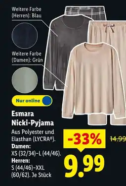 Lidl Esmara nicki-pyjama damen Angebot