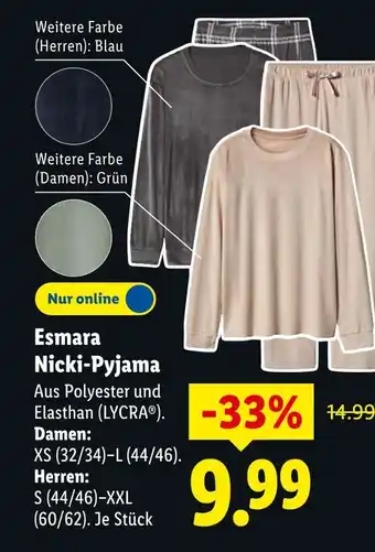 Lidl Esmara nicki-pyjama damen Angebot