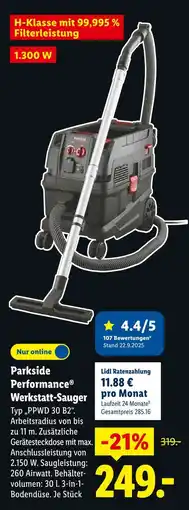 Lidl Parkside performance werkstatt-sauger typ „ppwd 30 b2“ Angebot