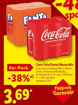 Lidl Coca-cola coca-cola/fanta/mezzo mix Angebot