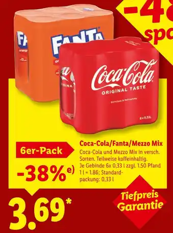 Lidl Coca-cola coca-cola/fanta/mezzo mix Angebot