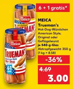 Kaufland Meica trueman's hot-dog-würstchen american style original Angebot