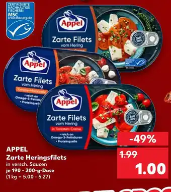 Kaufland Appel zarte filets vom hering in tomaten-creme Angebot