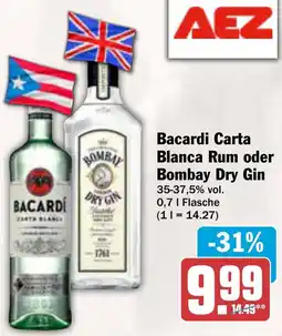 AEZ Bacardi Carta Blanca Rum oder Bombay Dry Gin Angebot