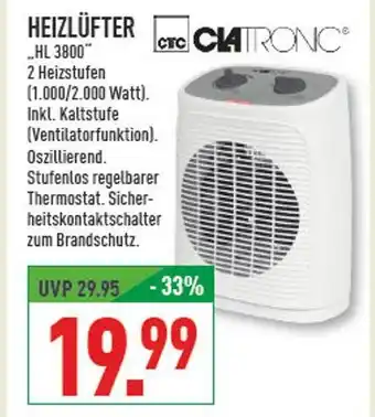 Marktkauf Clatronic heizlüfter hl 3800 Angebot