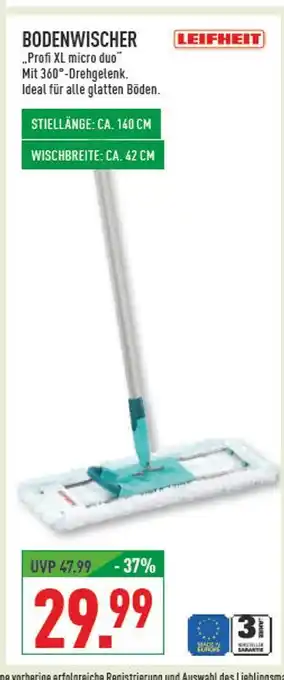 Marktkauf Leifheit bodenwischer profi xl micro duo Angebot