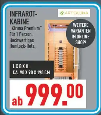 Marktkauf Artsauna infrarot-kabine kiruna premium Angebot