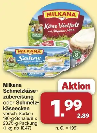 Famila Nord West Milkana Schmelzkäsezubereitung oder Schmelzkäseecken Angebot