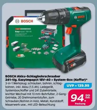 NETTO BOSCH Akku-Schlagbohrschrauber 241-tlg. EasyImpact 18V-40 + System-Box (Koffer) Angebot