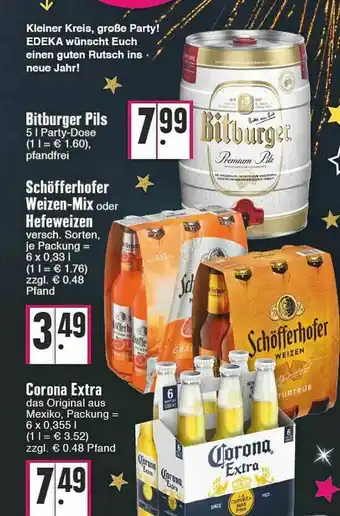 E-Center Bitburger Pils Oder Schöfferhofer Weizen-mix Oder Hefeweizen Oder Corona Extra Angebot