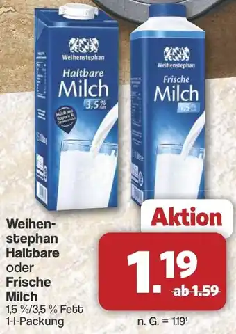 Famila Nord West Weihenstephan Haltbare oder Frische Milch Angebot