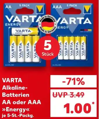 Kaufland VARTA Alkaline Batterien AA oder AAA Angebot