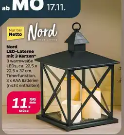 NETTO Nord LED-Laterne mit 3 Kerzen Angebot