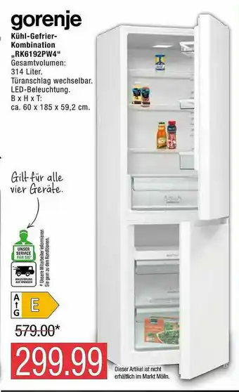 Marktkauf Gorenje Kühl Gefrierkombination „rk6192pw4“ Angebot