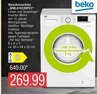 Marktkauf Beko Waschmaschine „wml61633nps1“ Angebot