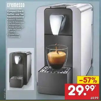 Netto Marken-Discount Cremesso Compact One II Kaffee- Und Teekapselmaschine Angebot