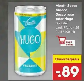 Netto Marken-Discount Vinetti Secco Bianco, Secco Rosé Oder Hugo Angebot