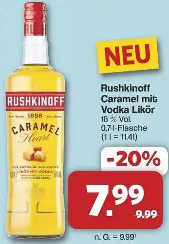 Famila Nord West Rushkinoff Caramel mit Vodka Likör Angebot
