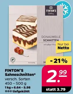 NETTO Finton's bakery sahneschnitten Angebot