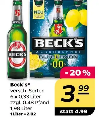NETTO Beck's blue lemon 0.0 Angebot