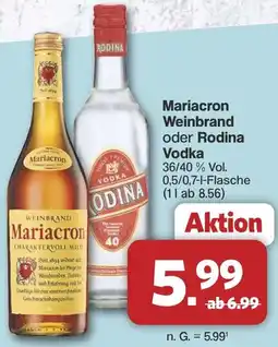 Famila Nord West Mariacron Weinbrand oder Rodina Vodka Angebot